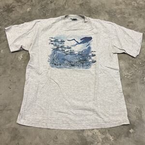 Vintage 90s Tradewinds Scuba Diving Shirt Size XL Blue Fish Single Stitch